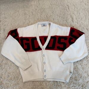 GCDS White & Red Logo Cardigan – Wool Blend
